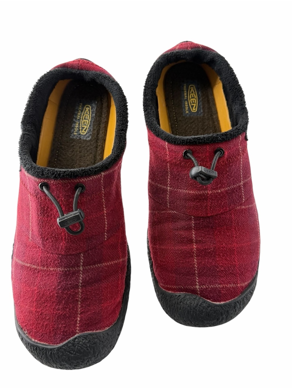 Keen Howser Slide Plaid Slippers Burgundy Red Comfortable Size 9